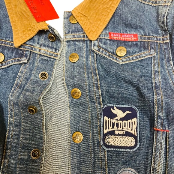 Vintage Bass Creek Outfitters Toddler Denim Jacket & Jeans Set Red Long Sleeve T - Picture 5 of 7